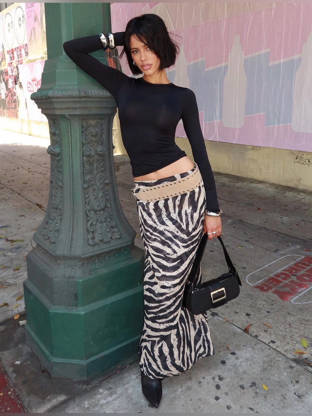 Princess Polly Eleganza Maxi Skirt Zebra NWT